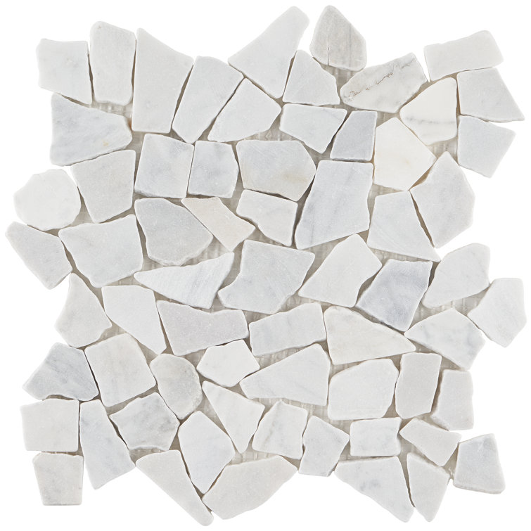 Landscape White Slate Pebble Mosaic Tile