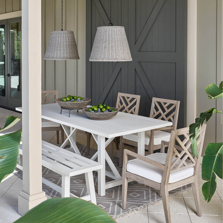 Augustine Whitewashed Wicker 1-Light Outdoor Pendant