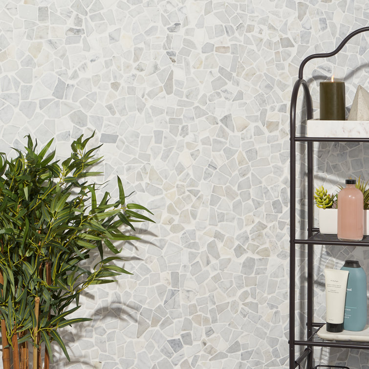 Landscape White Slate Pebble Mosaic Tile