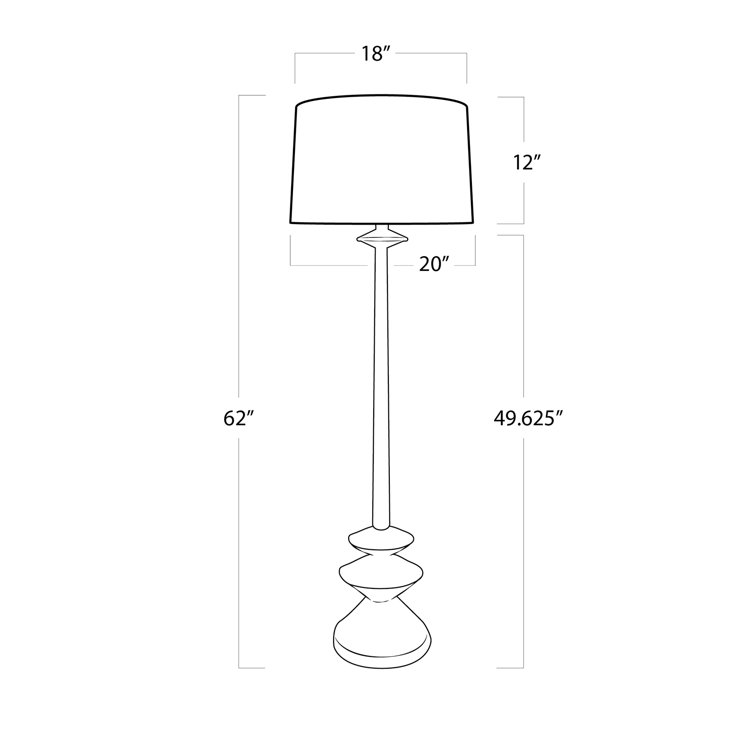 Matte White Linen Shade Floor Lamp with Polished Brass Accents