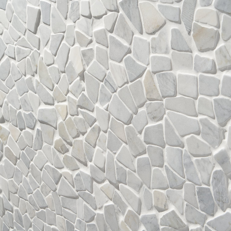 Landscape White Slate Pebble Mosaic Tile
