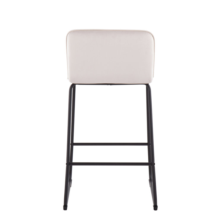 Beyonce 26" Gold Metal and Cream Velvet Modern Counter Stool Set