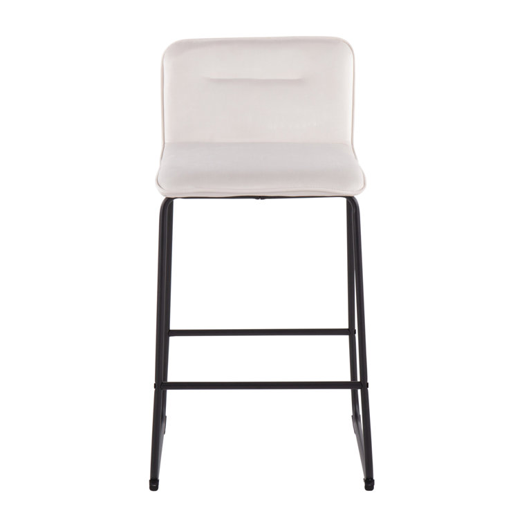 Beyonce 26" Gold Metal and Cream Velvet Modern Counter Stool Set
