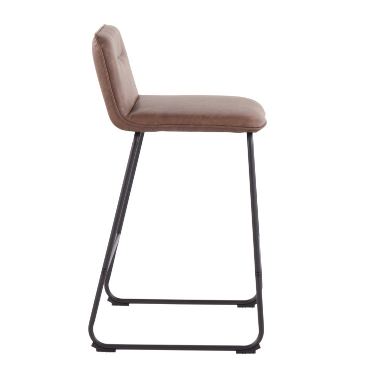 Casper 26'' Black Metal and Espresso Faux Leather Counter Stool Set