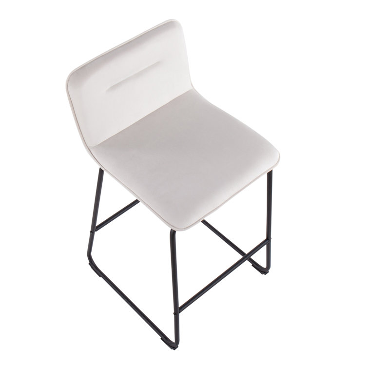 Beyonce 26" Gold Metal and Cream Velvet Modern Counter Stool Set