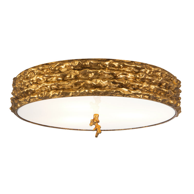 Sahrad Gold Leaf Sanded Glass 4-Light Indoor/Outdoor Flush Mount
