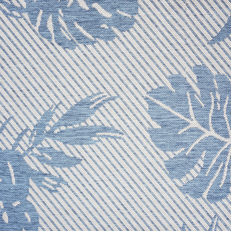 Silver and Blue 8' x 10' Reversible Synthetic Area Rug