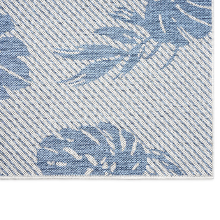 Silver and Blue 8' x 10' Reversible Synthetic Area Rug