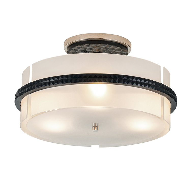 Mazant 3-Light Matte Black and Chrome Semi Flush Mount
