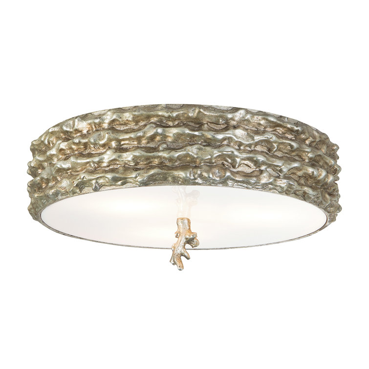 Silver Sanded Glass 3-Light Flush Mount Fixture