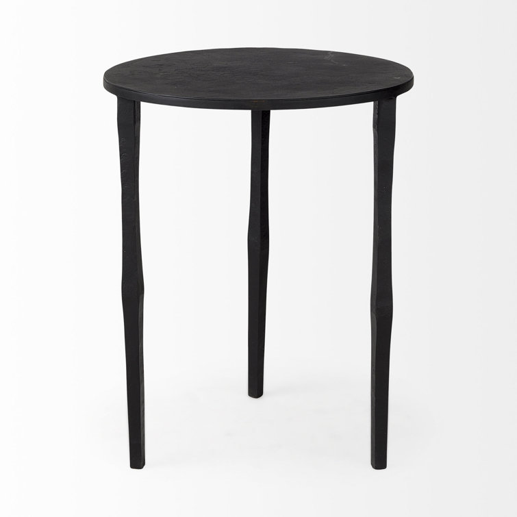 Ebony Black Round Iron Three-Leg Accent Table