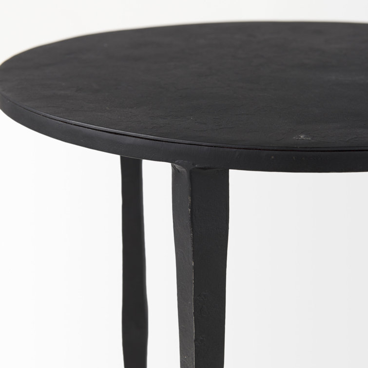 Ebony Black Round Iron Three-Leg Accent Table