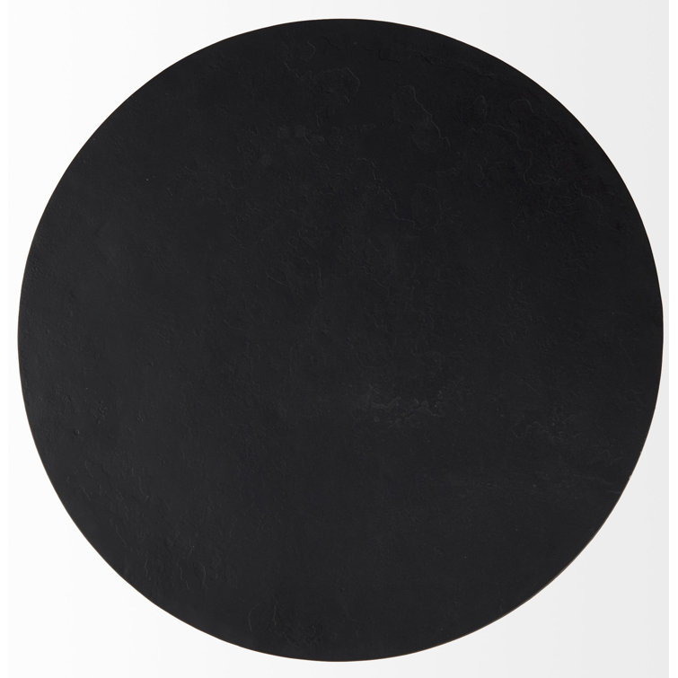 Ebony Black Round Iron Three-Leg Accent Table