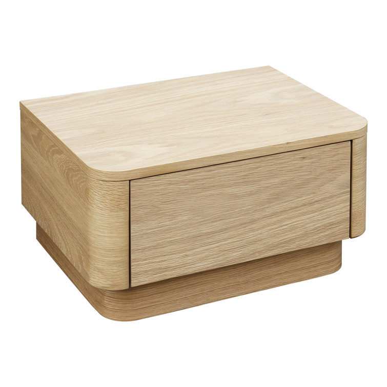 Transitional Brown Oak Nightstand with Spacious Drawer