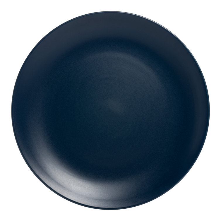 Midnight Blue Matte Ceramic Coupe Dinner Plates, Set of 6