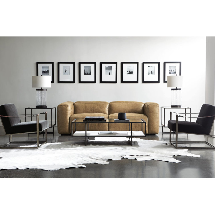 Transitional Bronzed Metal & White Stone Square End Table