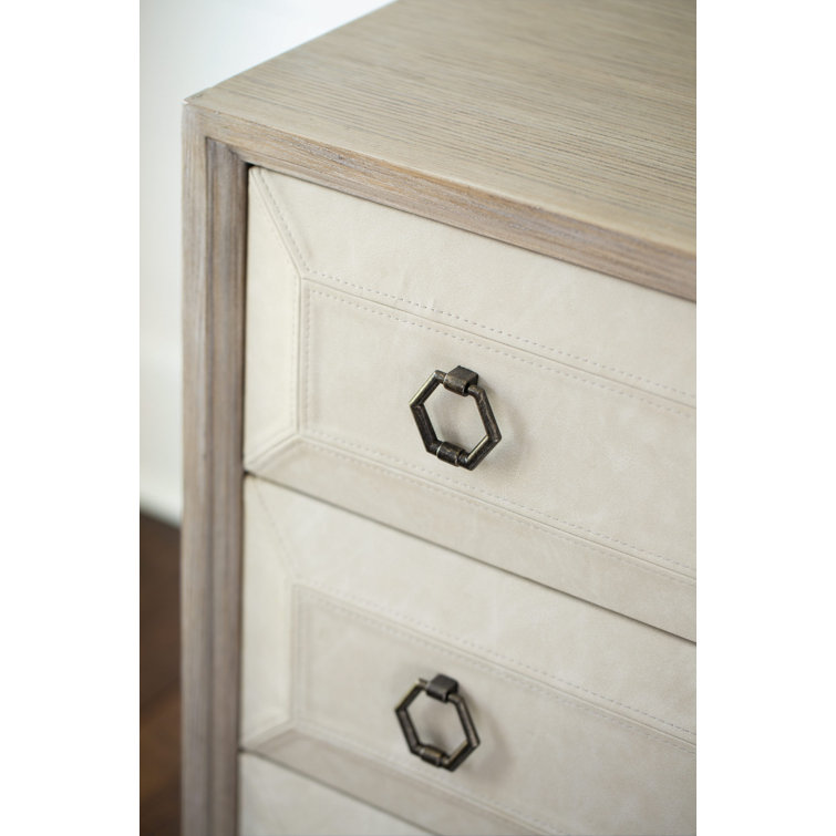 Beige Oak and Ash Transitional 3-Drawer Nightstand