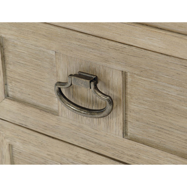 Santa Barbara 39" Antique White Travertine & Oak Bachelor's Chest