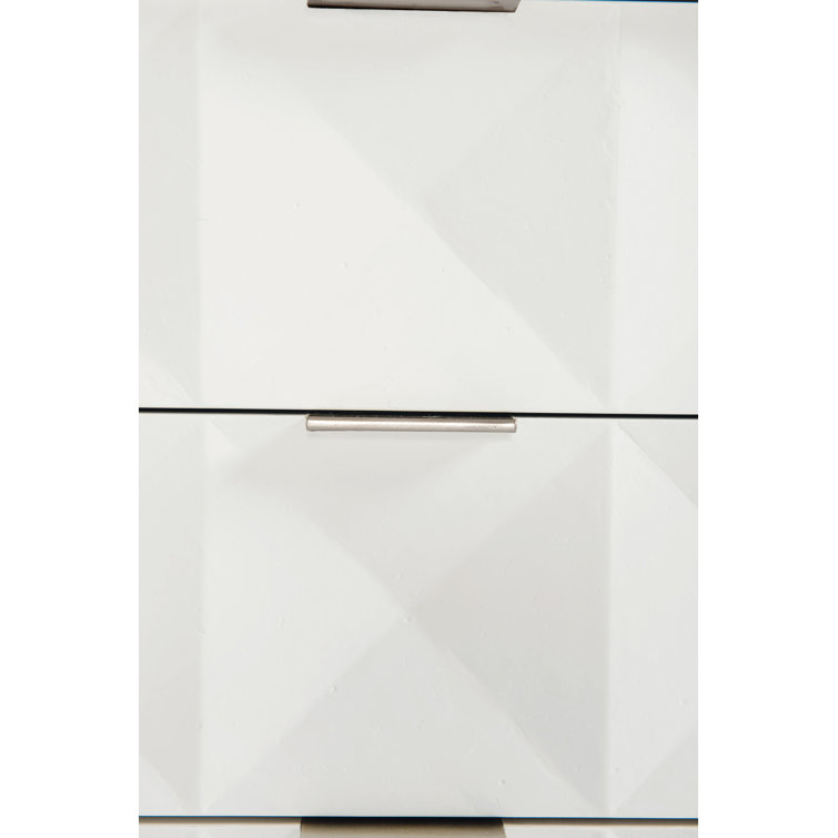 Axiom Transitional 3-Drawer Nightstand in Gray/White with Inverted Pyramid Motif