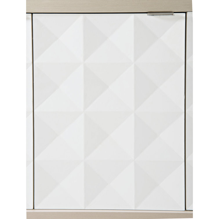 78" Gray and White Faux Anigre Buffet with 2 Drawers