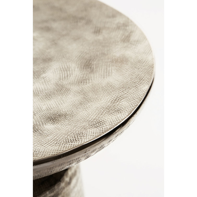 Transitional Gold Round Metal Pedestal End Table, 15"x19.25"