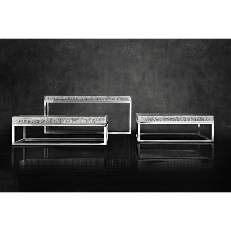 Arctic Elegance Polished Stainless Steel Large Console Table