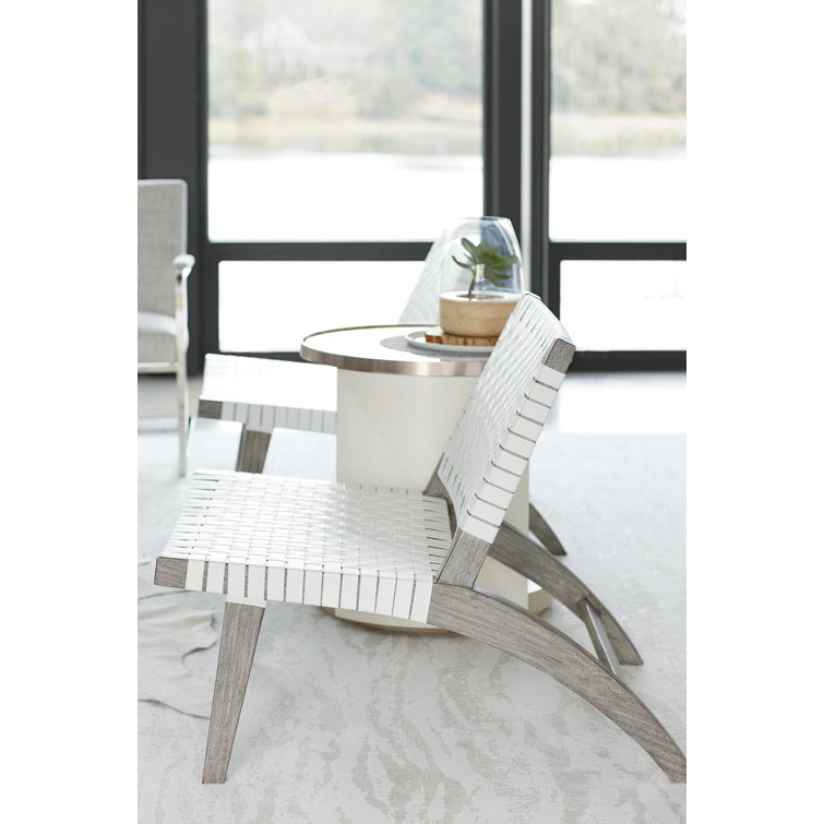 Transitional Gray and White Glass Top Metal Chairside Table