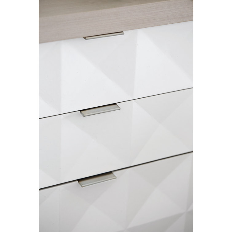 Axiom Transitional 3-Drawer Nightstand in Gray/White with Inverted Pyramid Motif