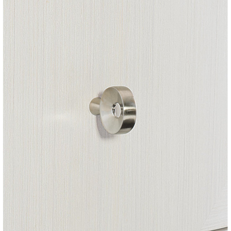 Transitional Round White Wood & Metal 3-Drawer Chairside Table