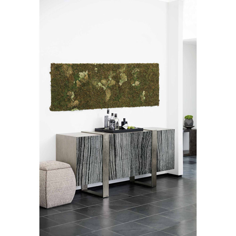 Beige and Black Oak Media Console with Marble Doors