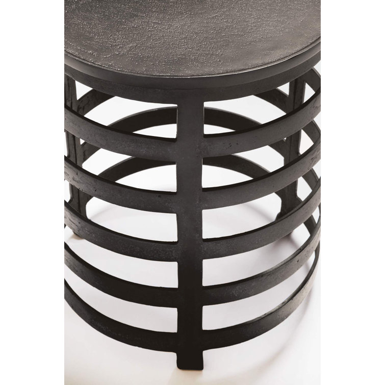 Black Round Metal Storage Occasional Table