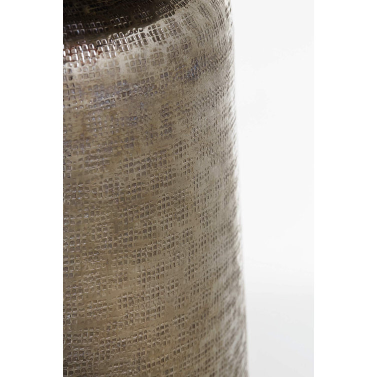 Transitional Gold Round Metal Pedestal End Table, 15"x19.25"