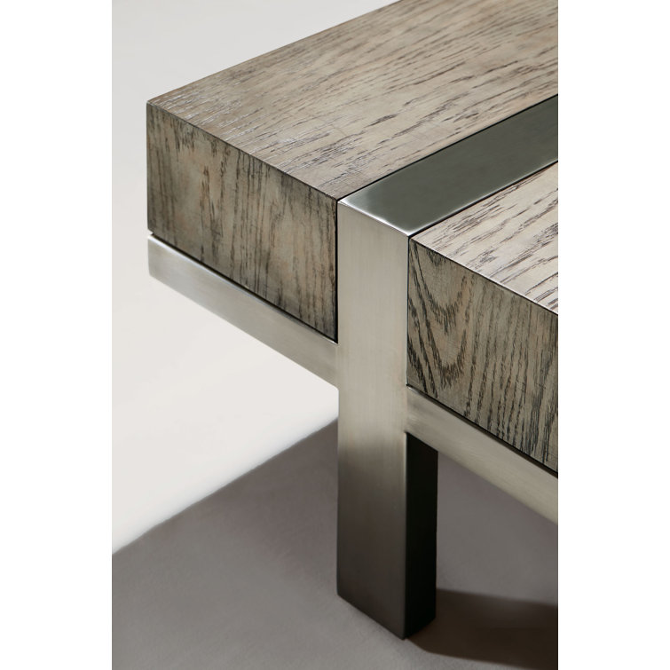 Gray Square Wood Coffee Table with Storage