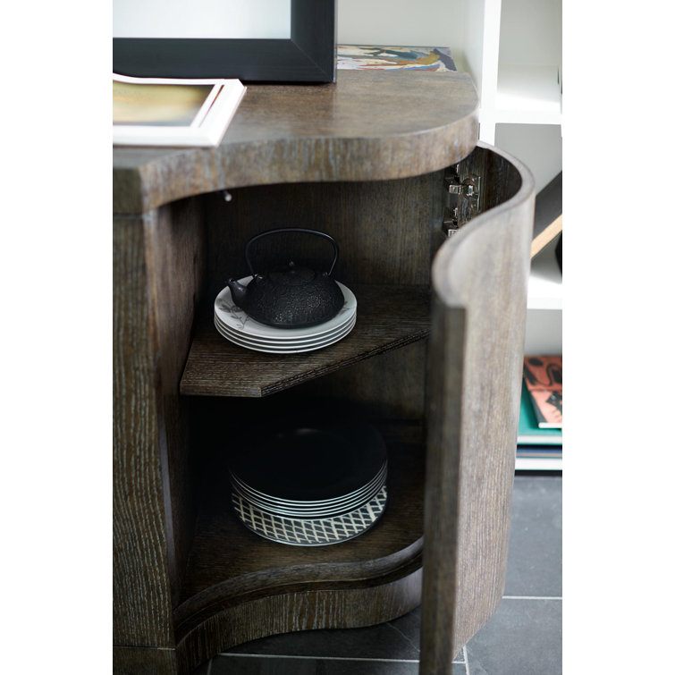 Transitional Cerused Charcoal Oak 72'' Sideboard with Silverware Drawer