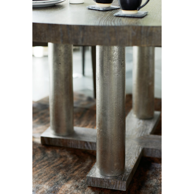 Linea 60'' Transitional Round Solid Wood Brown Dining Table