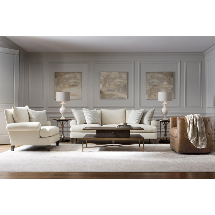 Palazzo Light Grey Genuine Leather Swivel Barrel Accent Chair