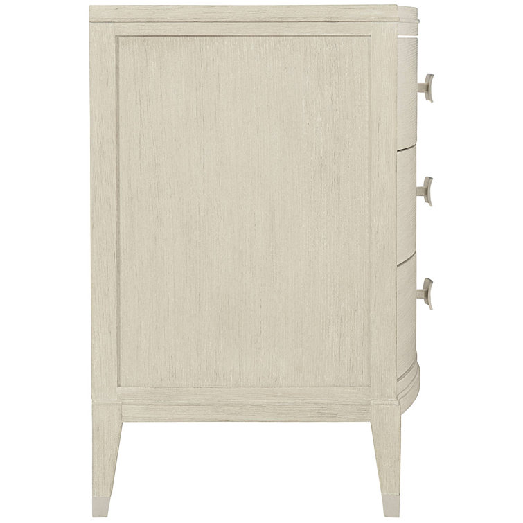 Cream Transitional 3-Drawer Nightstand with Silver Hardware