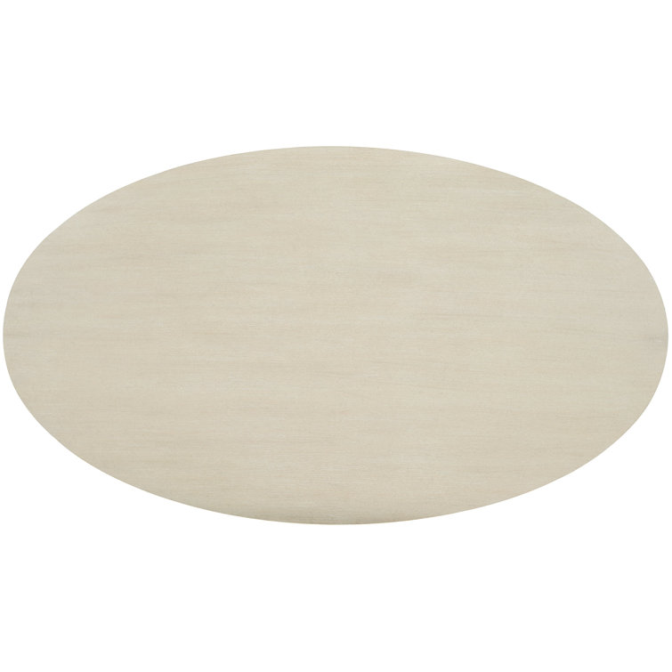 Transitional Cream Oval Coffee Table with Metal Accents and Storage