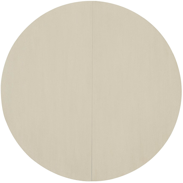 Cerused Linen White Round Extendable Wood Dining Table