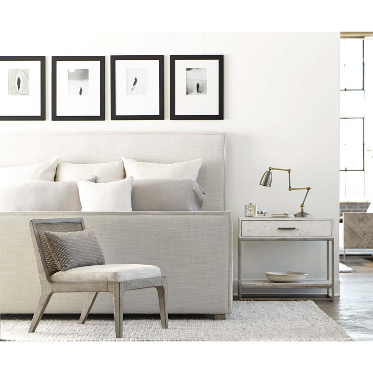 Transitional Greige California King Upholstered Bed with Wood Frame