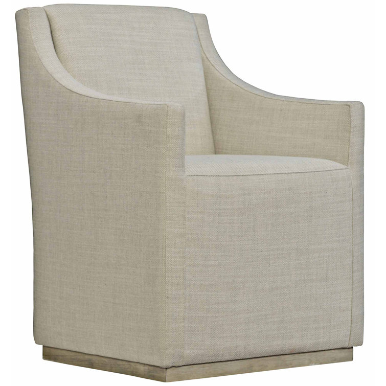Morel Gray Upholstered Armchair with Wooden Base