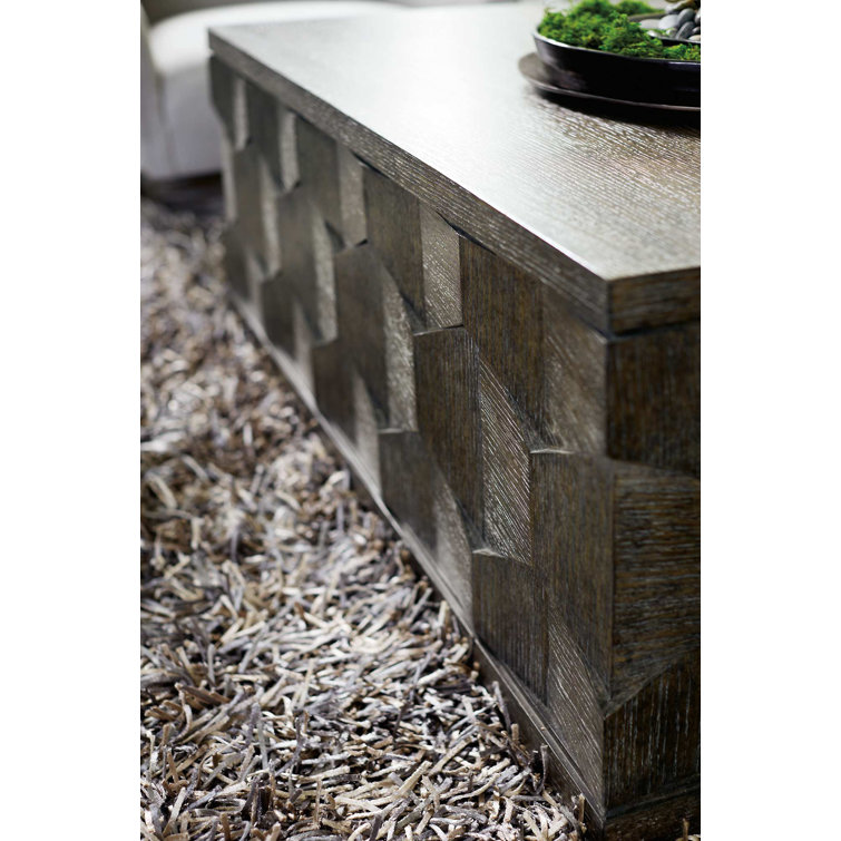 Linea Transitional Square Cocktail Table with Storage in Brown Oak