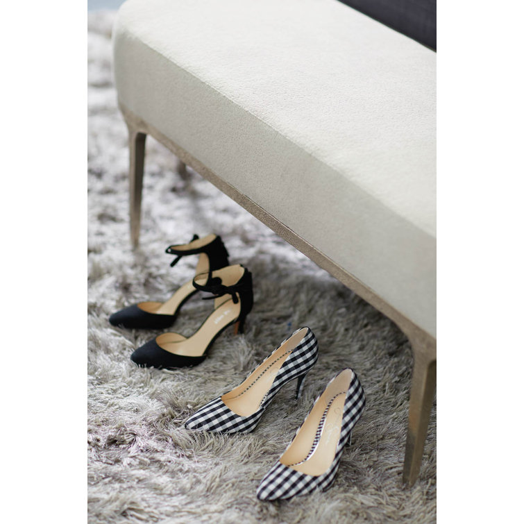 Transitional Beige Upholstered Storage Bench with Textured Graphite Frame