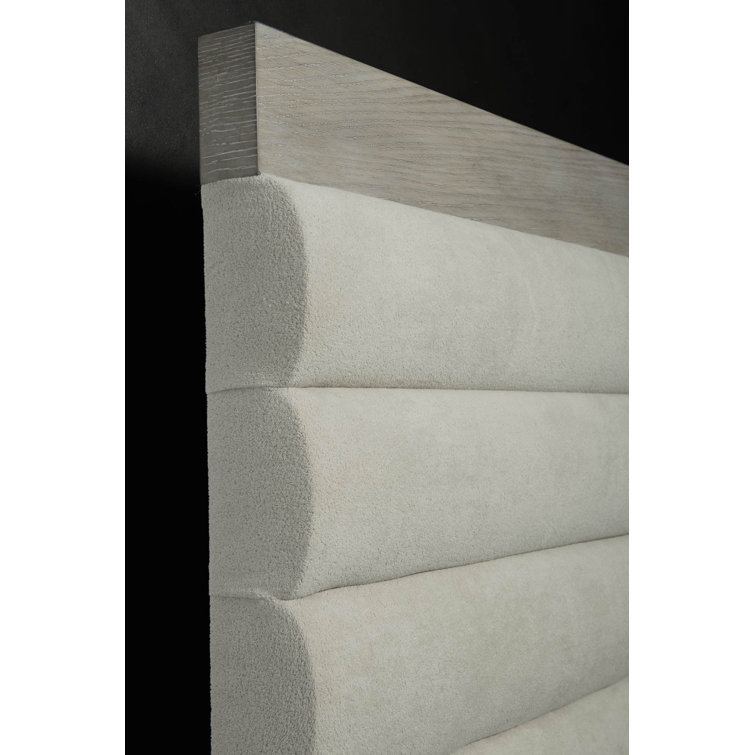 Transitional Beige King Upholstered Bed with Tufted Headboard