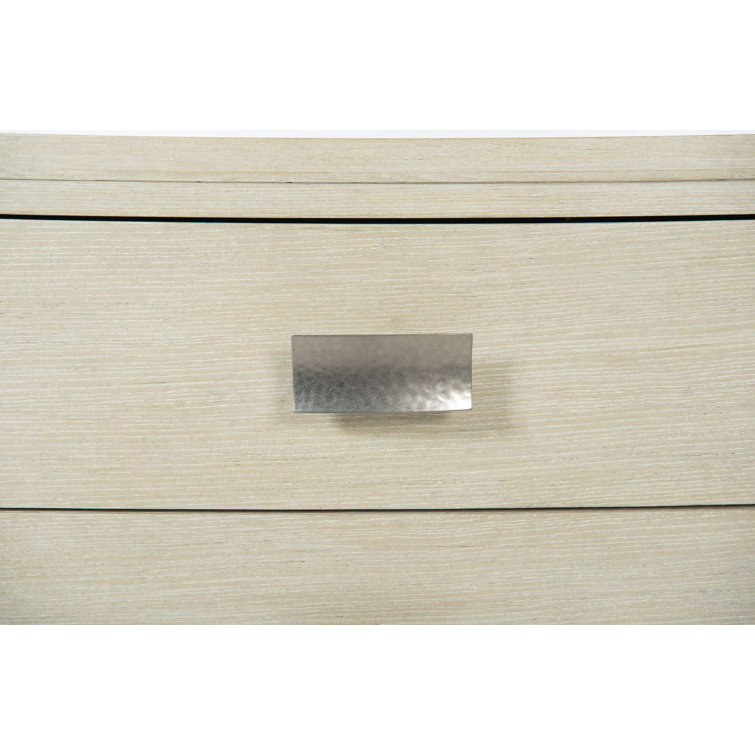 Cream Transitional 3-Drawer Nightstand with Silver Hardware