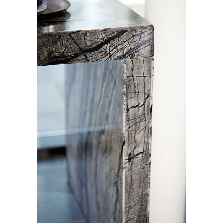 Transitional Black Marble Top Home Office Desk, 72"W