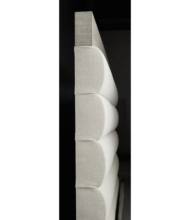 Transitional Beige King Upholstered Bed with Tufted Headboard