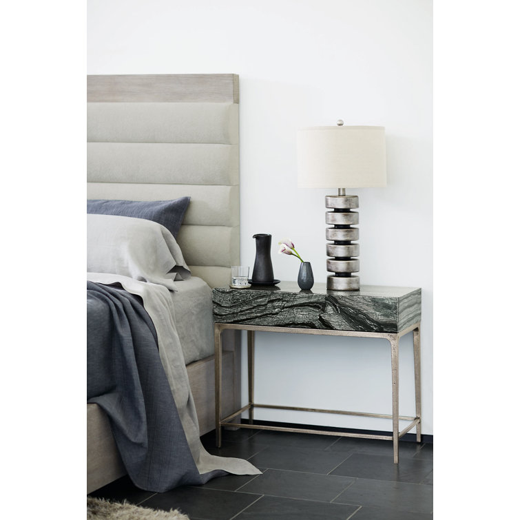 Transitional Beige King Upholstered Bed with Tufted Headboard