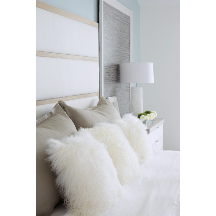 Linear Gray King Upholstered Bed with Wood Frame and Slats