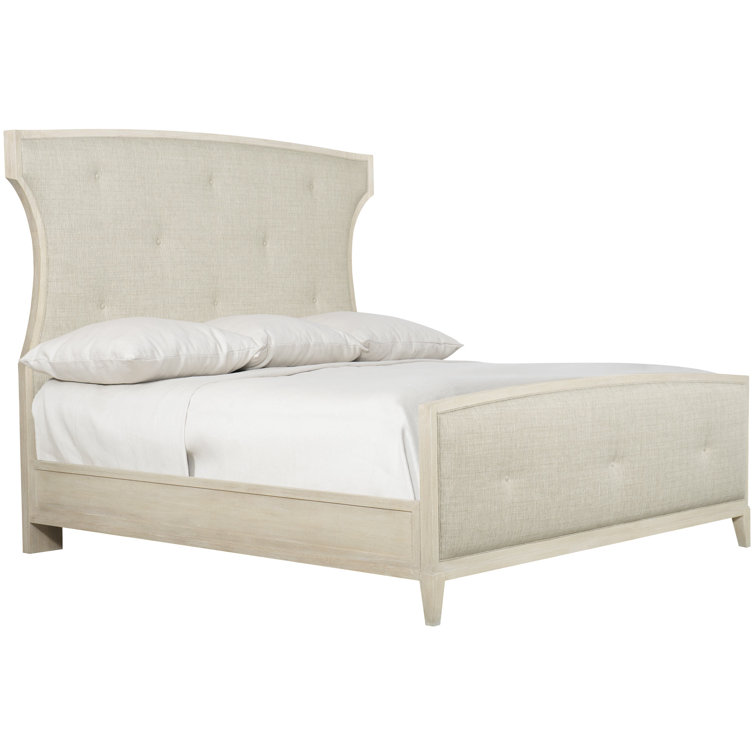 King Gray Linen Tufted Upholstered Wood Frame Bed